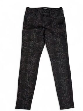 Liverpool Los Angeles | Snakeskin Print Skinny Pants Dark Grey Black Size 8